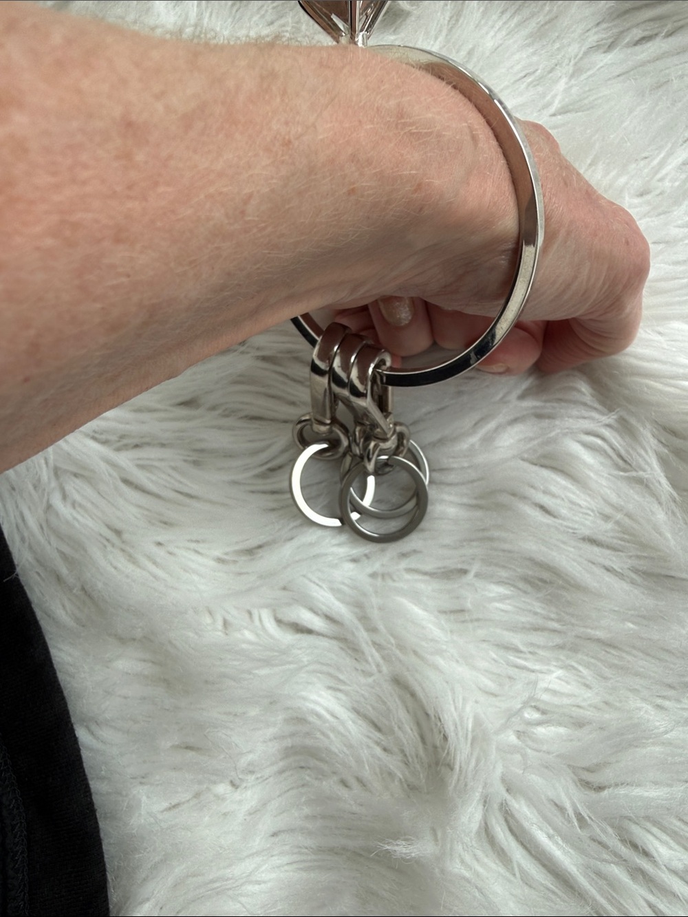 Silver bracket Keyring with Multi-Split Hooks - Picture 5 of 5